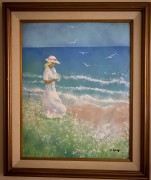 "Lady at Water's Edge"  Enamel on Copper by Max Karp