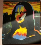 "Mona Lisa - Sunset" Embellished Mixed Media Silkscreen on Canvas by Steve Kaufman