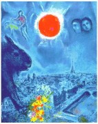 "The Sun Over Paris" Plate-Signed Lithograph by Marc Chagall