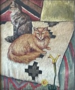 "Untitled - Two Cats" Original Oil on Canvas by Frances Strain
