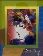 "Blushing Beauty on Blends" 2006 Unique Mixed Media Acrylic on Paper by Peter Max