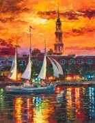 "Charleston Waterfront" Hand-Embellished Giclee on Canvas by Daniel Wall
