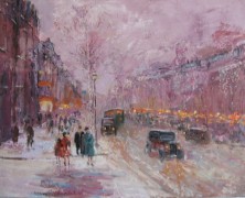 On The Boulevard 1930 An original acrylic on canvas by Slobodan Paunovic