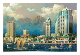 Aloha Tower 2005 Seriolithograph in Color on Paper by Alexander Chan