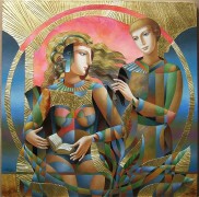 "Their Book" Original Mixed Media on Canvas by Oleg Zhivetin