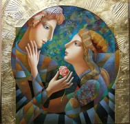 "Tonight We Are Together" Original Mixed Media on Canvas by Oleg Zhivetin