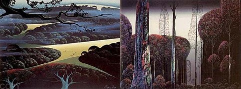 "Blue Fog" & Gothic Forest" Serigraphs by Eyvind Earle