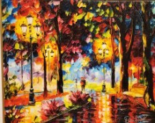 "Lovely Walker" Hand-Embellished Giclee on Canvas by Daniel Wall