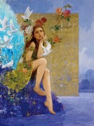 "A New Day" Hand-Pulled Serigraph on Paper by Francois Fressinier