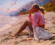 "By The Shore" Embellished Giclee by Michael & Inessa Garmash
