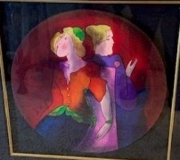 "They Had Never Met III" Original Acrylic on Wood Panel by Linda LeKniff