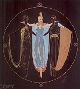"Ladies in Waiting" Embossed Serigraph with Foil Stamping by Erte