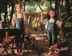 "Summer Snapshot" Framed, Signed and numbered hand-embellished giclee on canvas with certificate by Bob Byerley