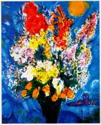 "Le Bouquet Illuminant Le Ciel" Plate-Signed Lithograph by Marc Chaga;;