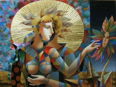 "Three As One" Original Mixed Media on Canvas by Oleg Zhivetin