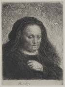 "The Artist's Mother with her Hand on her Chest": Small Bust Etching by Rembrandt