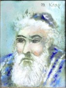 "Rabbi" Original Enamel on Copper by Max Karp