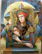 "Their Circle" Original Mixed Media on Canvas by Oleg Zhiventin