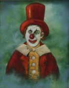 "Kimey" Original Clown Enamel on Copper by Max Karp