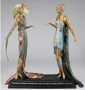 "Two Vamps" Bronze Sculpture by Erte
