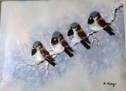 "Snow Birds" Original Enamel on Copper by Max Karp