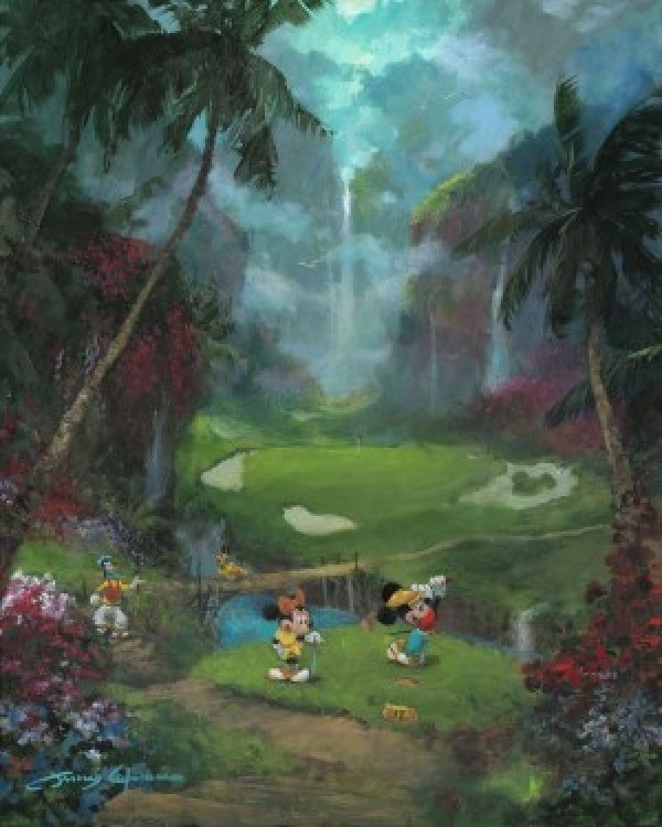 "17th Tee In Paradise" Hand-Embellished Giclee on Canvas by James Coleman