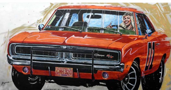 "Charger" Original Mixed Media on Aluminum by Michael Bryan