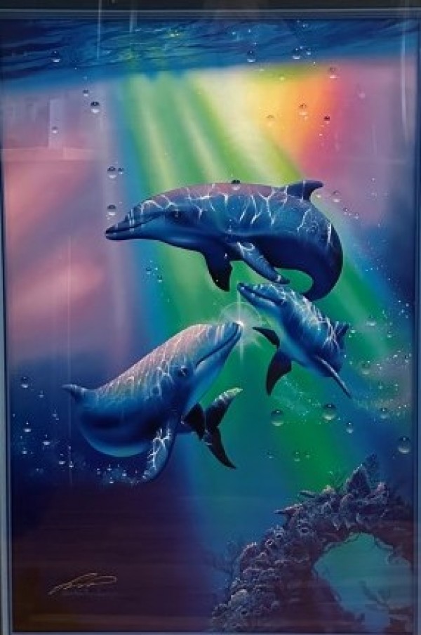 "Rainbow Dolphins"  Iris Print on Canvas by Christian Riese Lassen