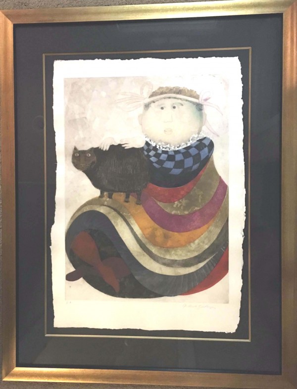 "La Infanta Y Su Gato" Etching and Aquatint in Color Print on Paper by Graciela Rodo Boulanger