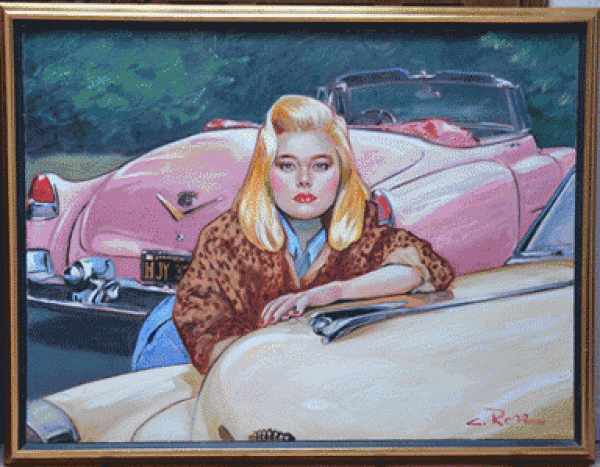 "Pink Cadillac" Original Oil on Canvas by Colleen Ross