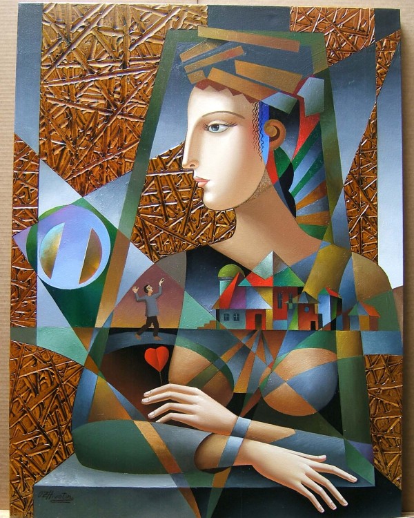 "Honey, I'm Home" Original Mixed Media on Canvas by Oleg Zhivetin