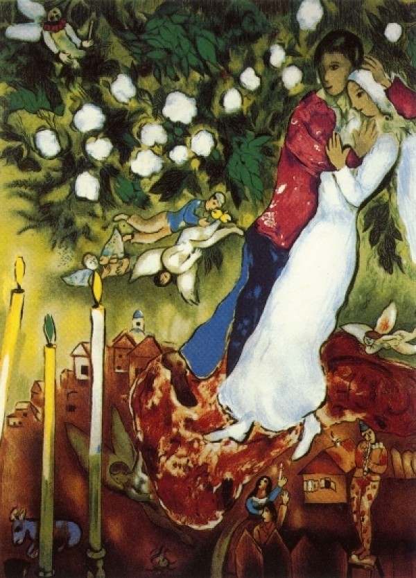 "Les Trois Cierges" Plate-Signed Lithograph by Marc Chagall