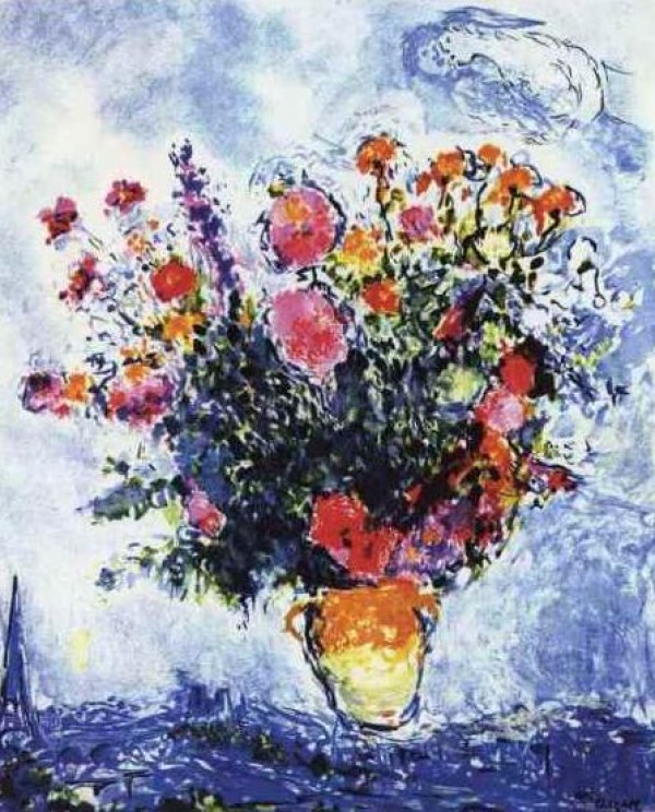 "Le Bouquet et la Tour Eiffel" Estate-Signed Lithograph by Marc Chagall