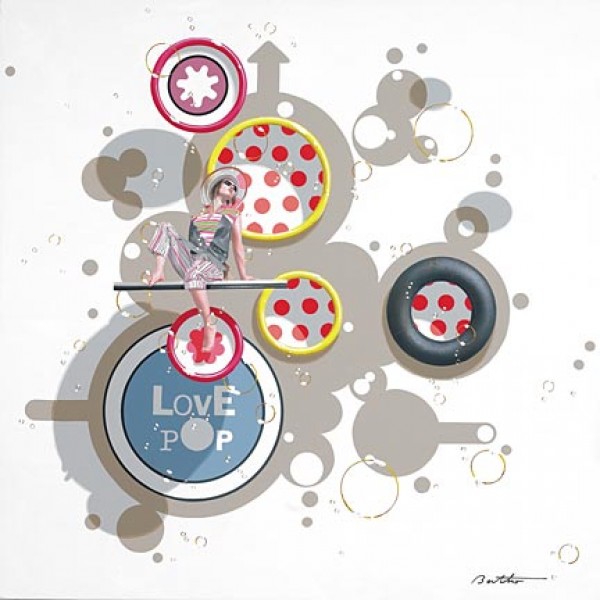 "Love Pop 3" Hand-Pulled Serigraph/Canvas by Philippe Bertho