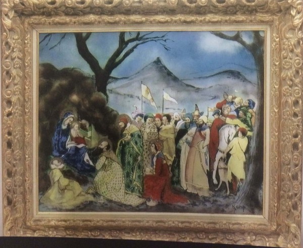 "The Nativity" Framed Original Enamel on Copper by Max Karp