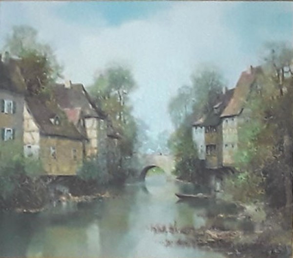 "Untitled Landscape" Original Oil on Canvas by Willi Bauer