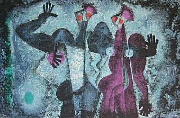 "Dialogue - Blue" Acryligraph by Byron Galvez