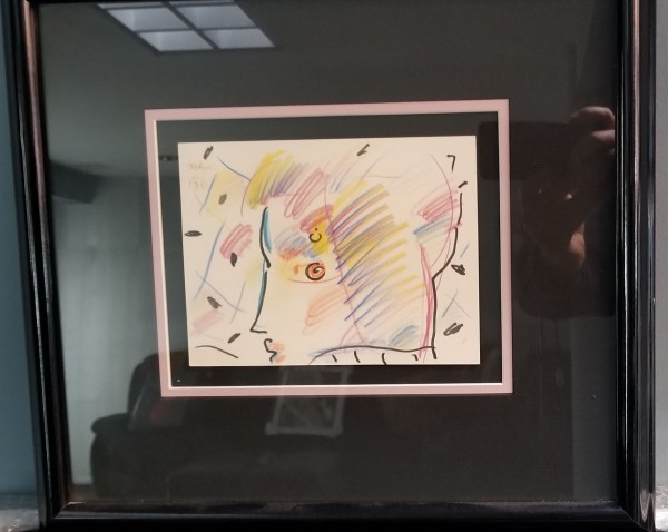 "Profile" Original drawing with pen and colored pencil by Peter Max