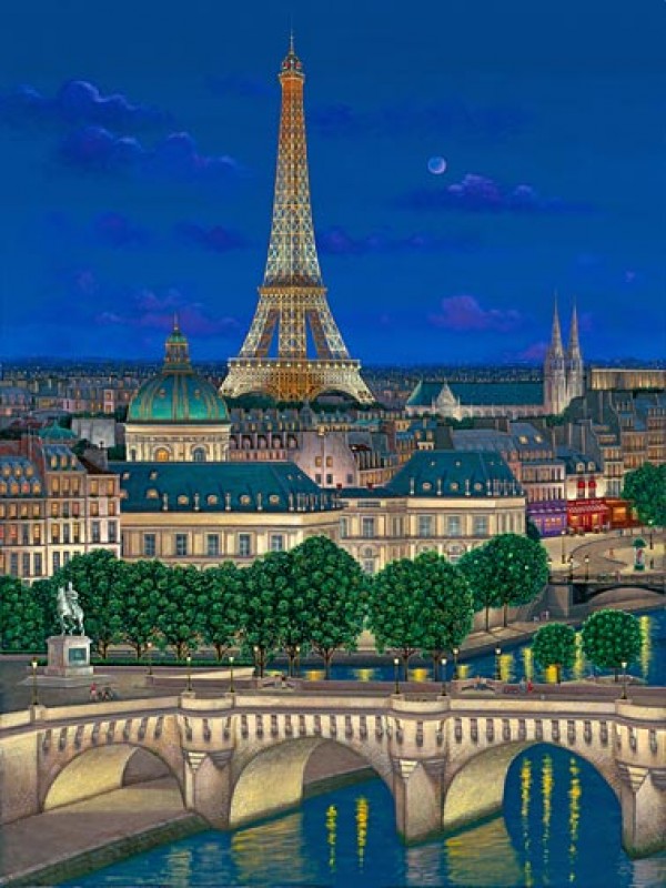 "Le Pont Neuf" Hand-Pulled Serigraph on Canvas by Liudmila Kondakova