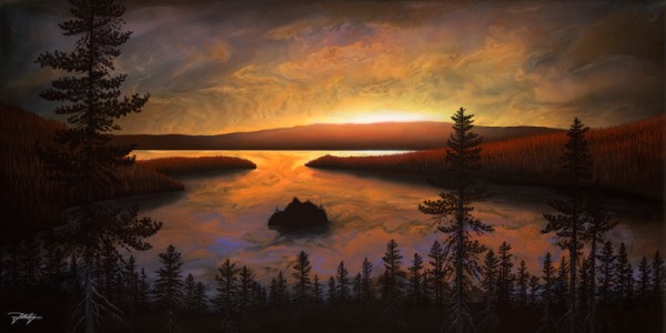 "Emerald Bay Sunrise" Hand-Textured Giclee on Canvas by Jon Rattenbury
