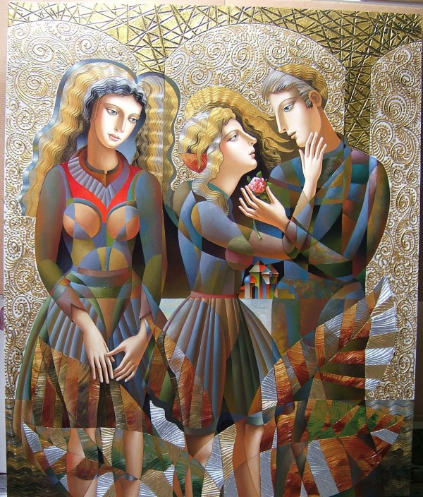 "A Rose For Her" Original Mixed Media on Canvas by Oleg Zhivetin