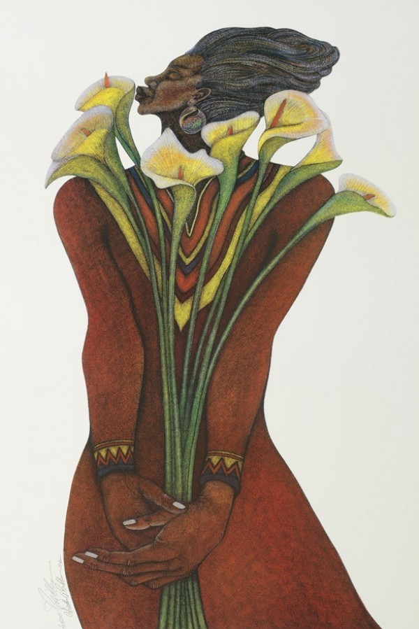 “Sweet Lillies” Serigraph on Paper by Charles Bibbs