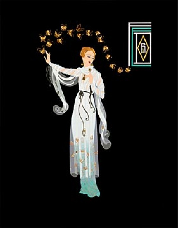 "Fedora Butterfly" Estate-Signed Embossed Serigraph by Erte