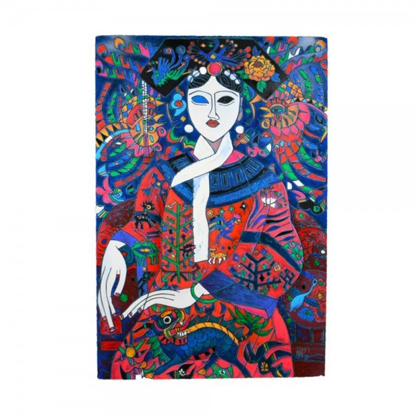 "The Empress" 1992 Serigraph on Heavy Hand Deckled Paper  by Jiang Tie-Feng