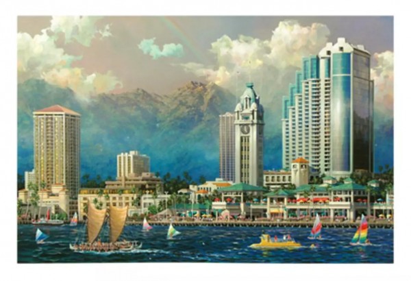 Aloha Tower 2005 Seriolithograph in Color on Paper by Alexander Chan