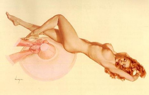 "Legacy Nude #2, Pink Hat" Lithograph/Arches by Alberto Vargas