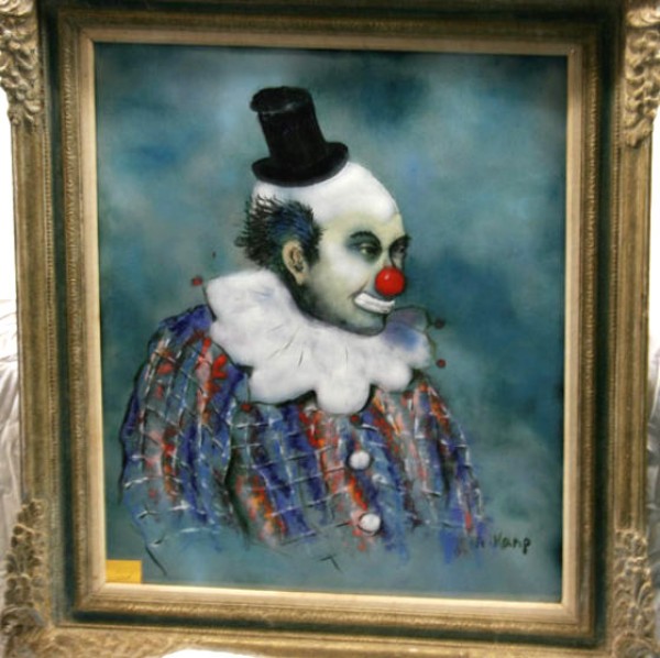 "Clown" 1970 Framed Original Enamel on Copper by Max Karp