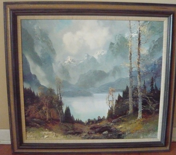 Mountain Lake Original Oil on Canvas by Willi Bauer