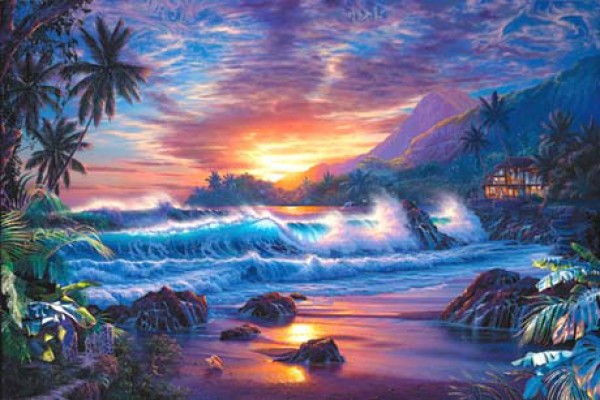 "Eternal Embrace" Mixed Media Lassengraph Roland on Canvas by Christian Riese Lassen