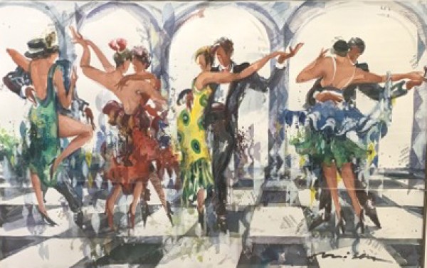 "Sicilian Defence" Watercolor with Mixed Media by Misha Lenn